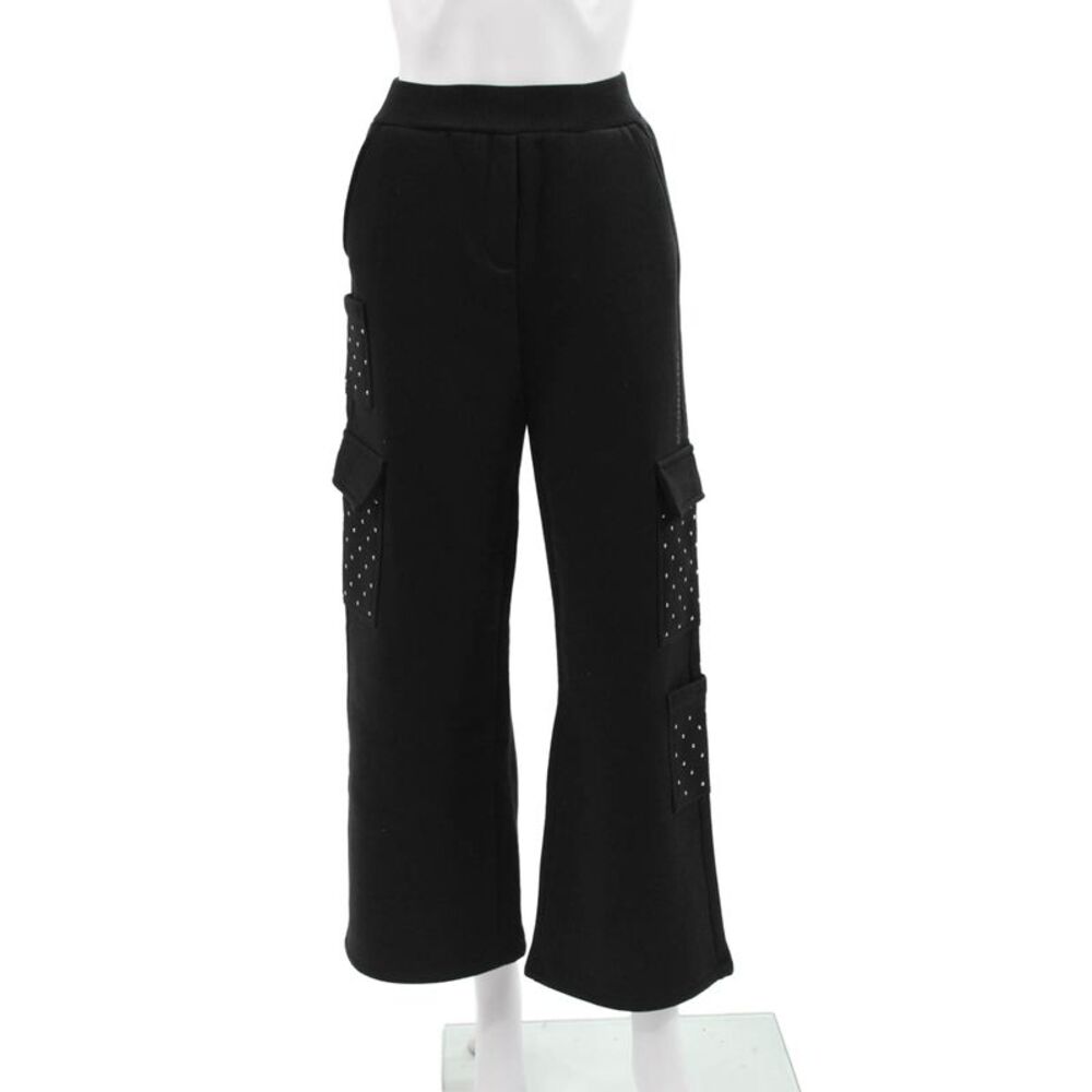 Monnalisa Girls Black Cargo Pants 70% Cotton Pull On Size XS